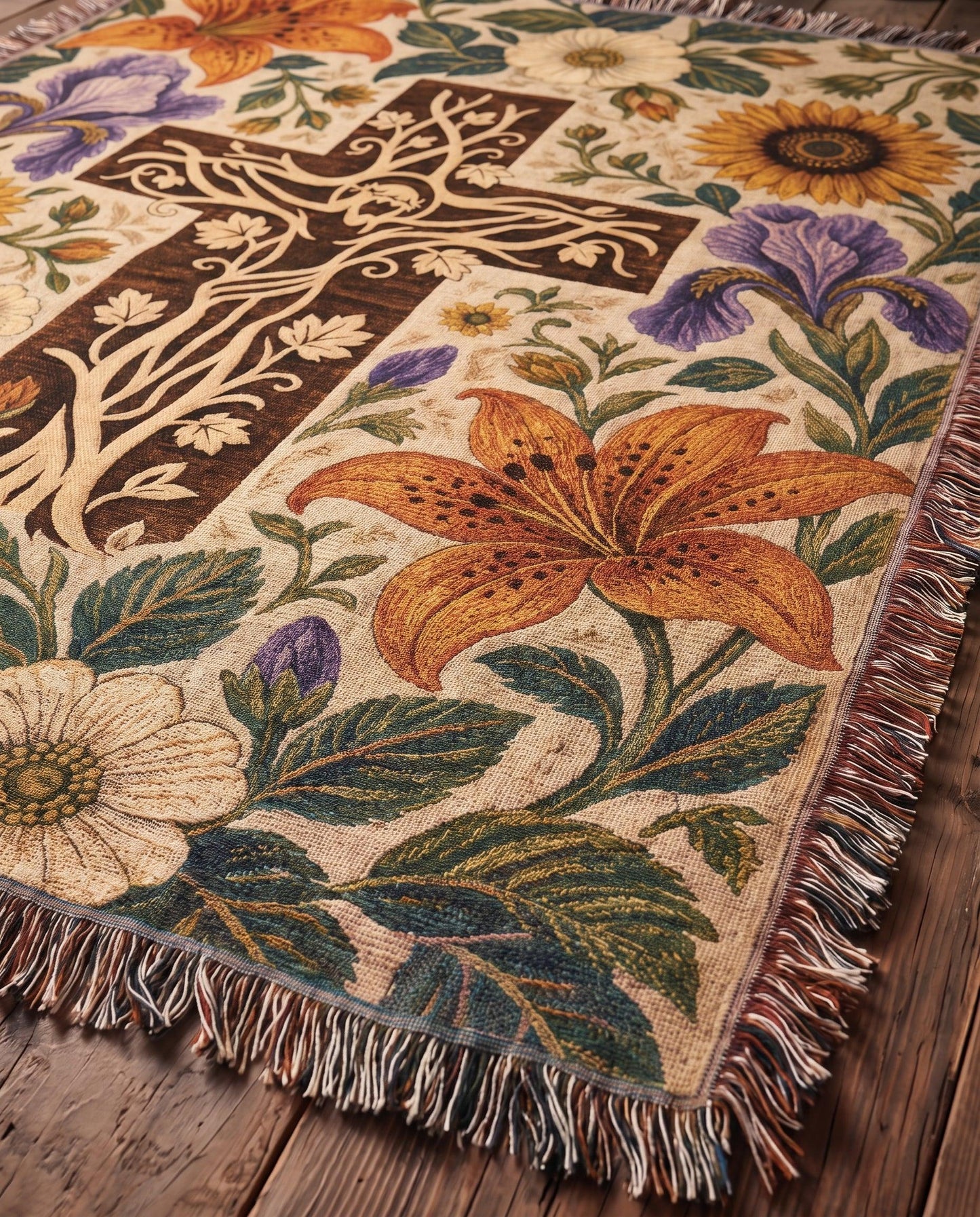 "Tree of Calvary — Garden Bloom" Woven Blanket