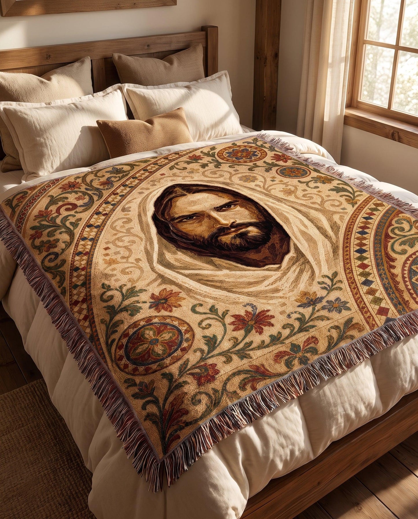 "Christ in the Garden — Sacred Icon" Woven Blanket