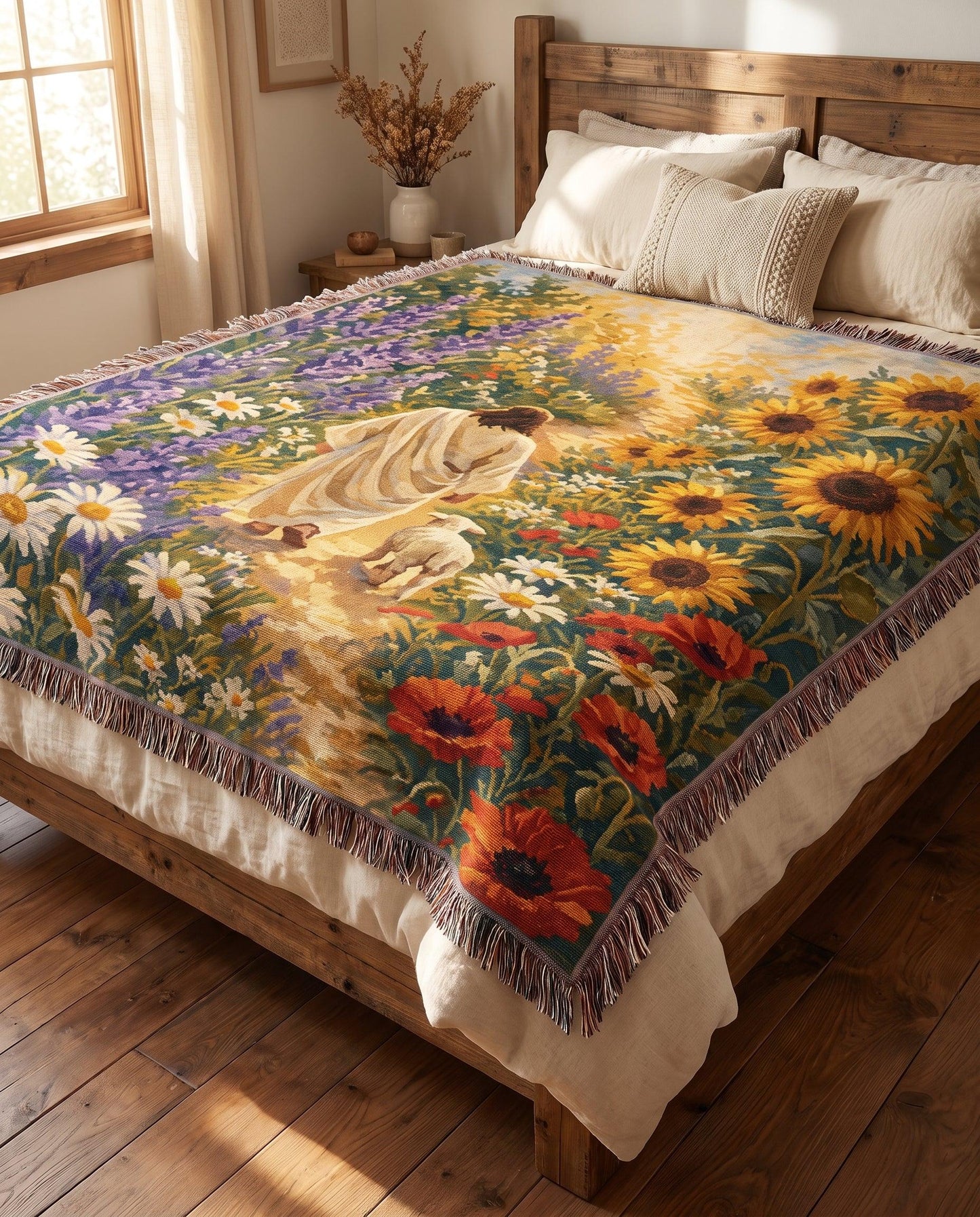 "Beside Still Waters — Jesus and the Lamb" Woven Blanket