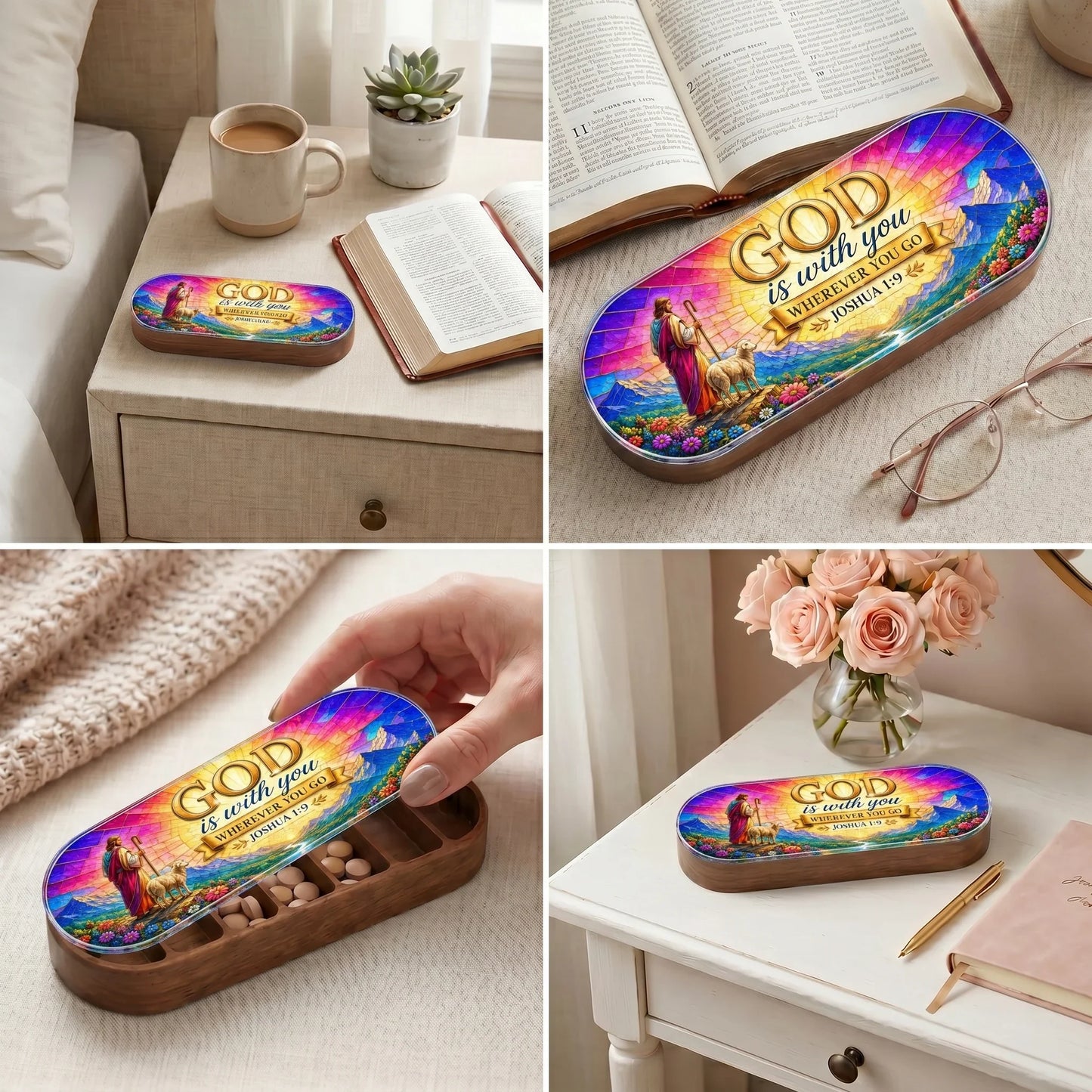 God Is With You - Joshua 1:9 Pill Organizer