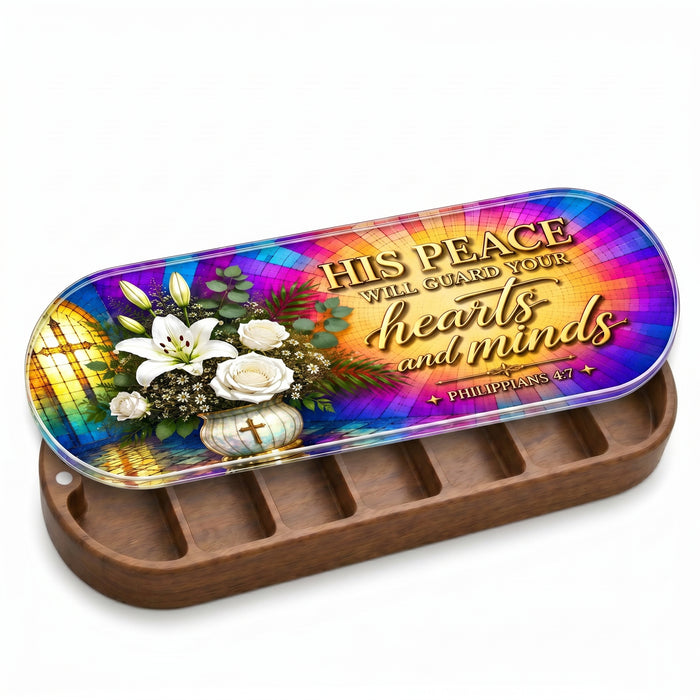 His Peace Will Guard Your Hearts and Minds - Philippians 4:7 Pill Organizer