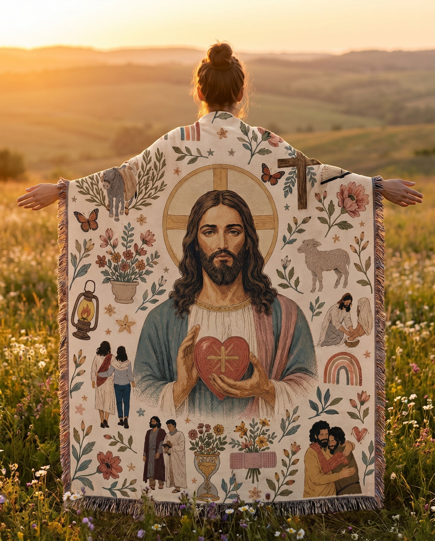 Sacred Heart of Christ - Acts of Love Woven Blanket