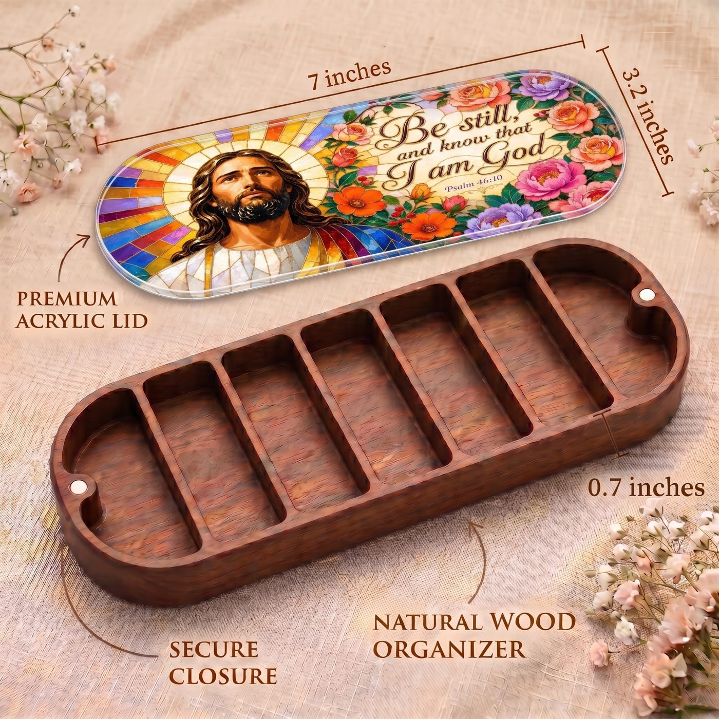 Be Still and Know Psalm 46:10 Stained Glass Pill Case clean product view