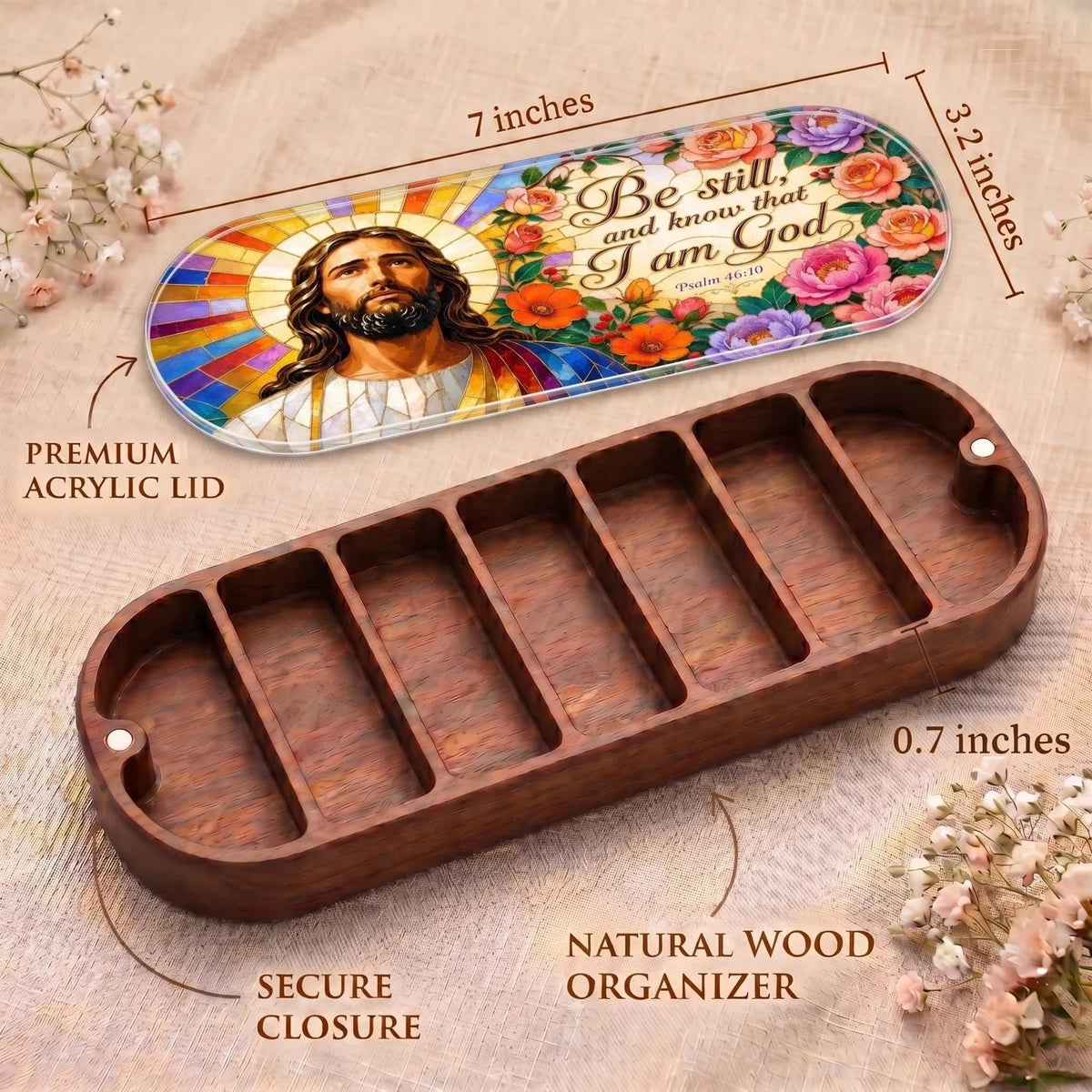 Be Still and Know Psalm 46:10 Stained Glass Pill Case clean product view