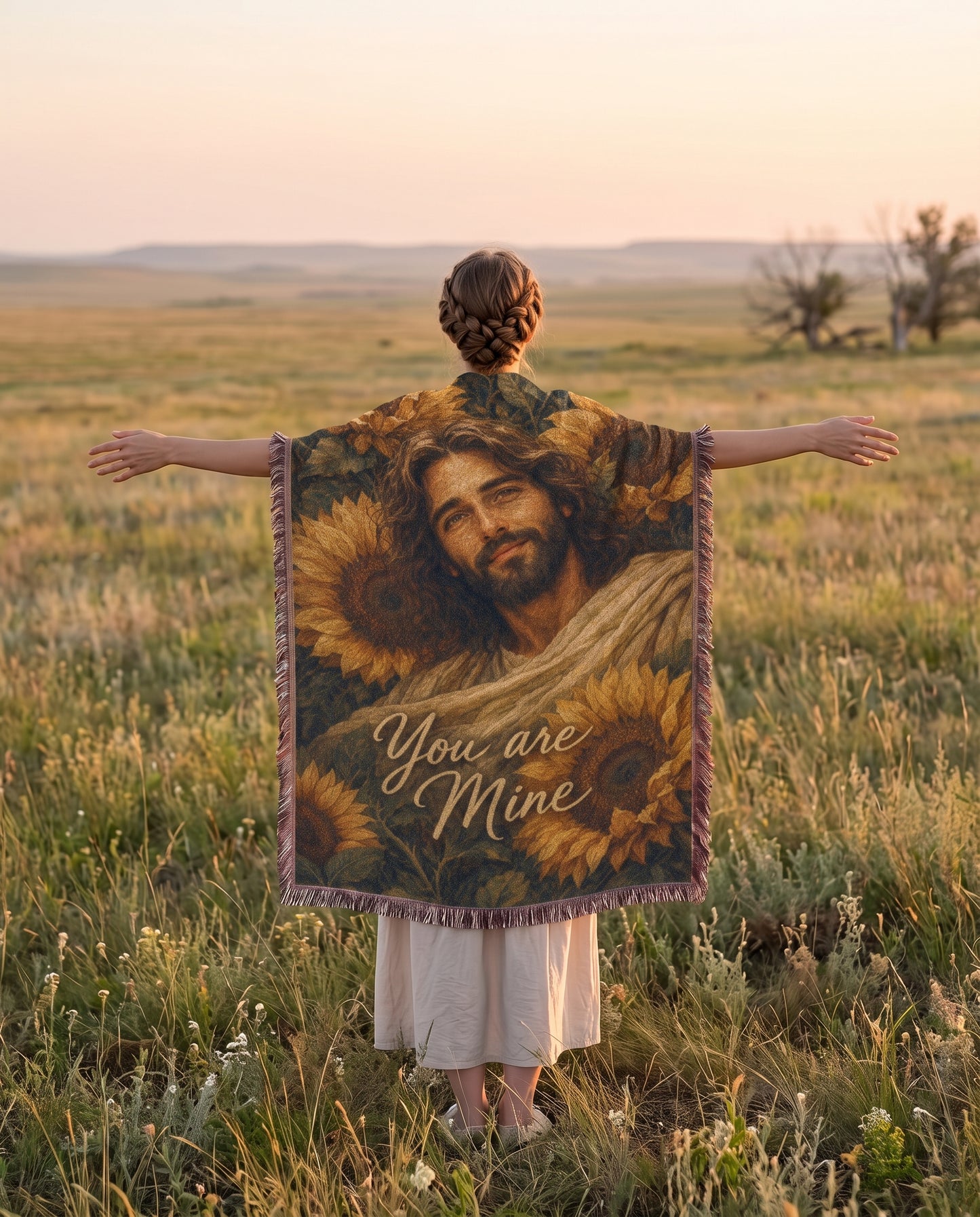 You Are Mine Sunflower Jesus Woven Blanket gallery image 8