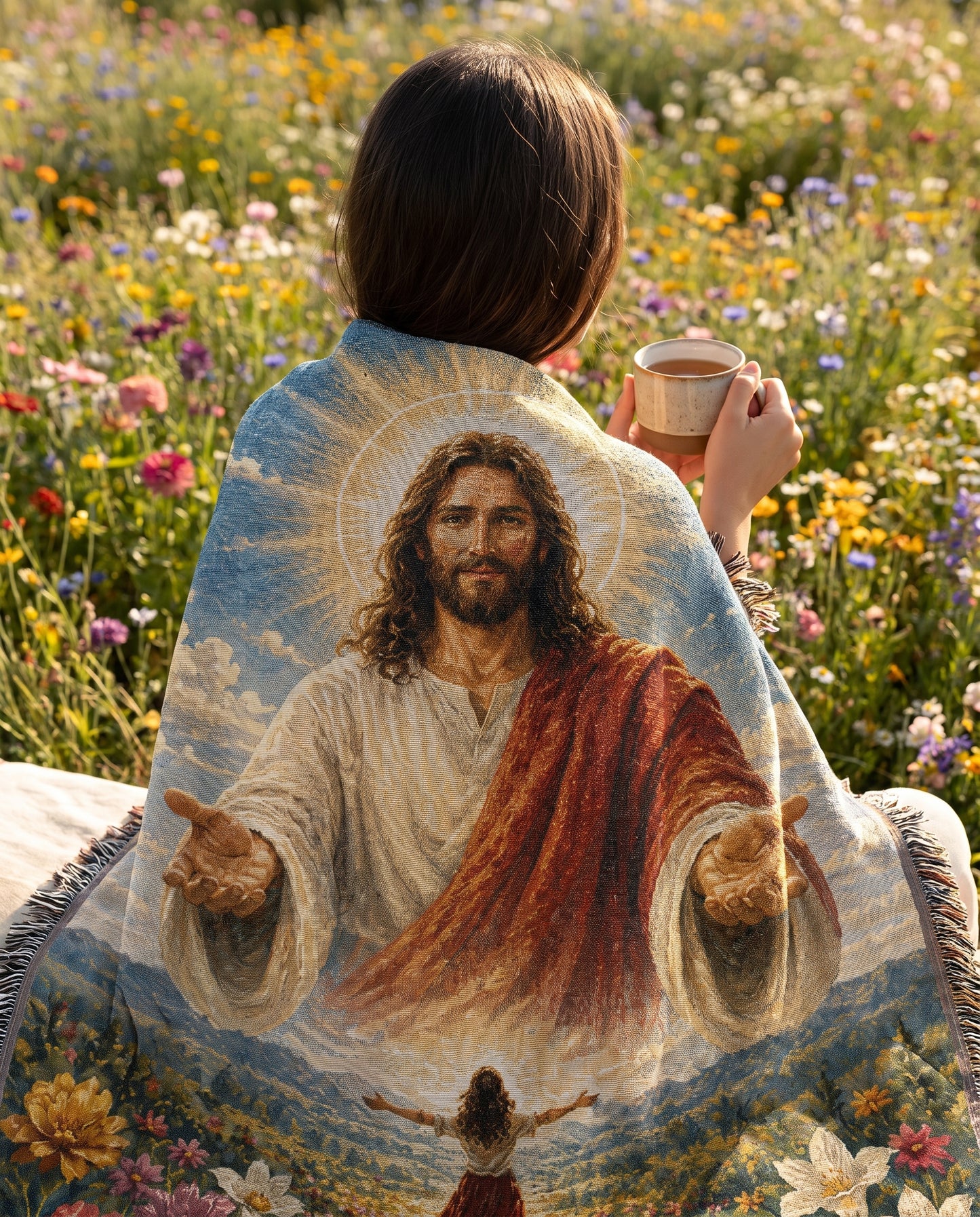 Come Unto Me Heavenly Garden Woven Blanket gallery image 6