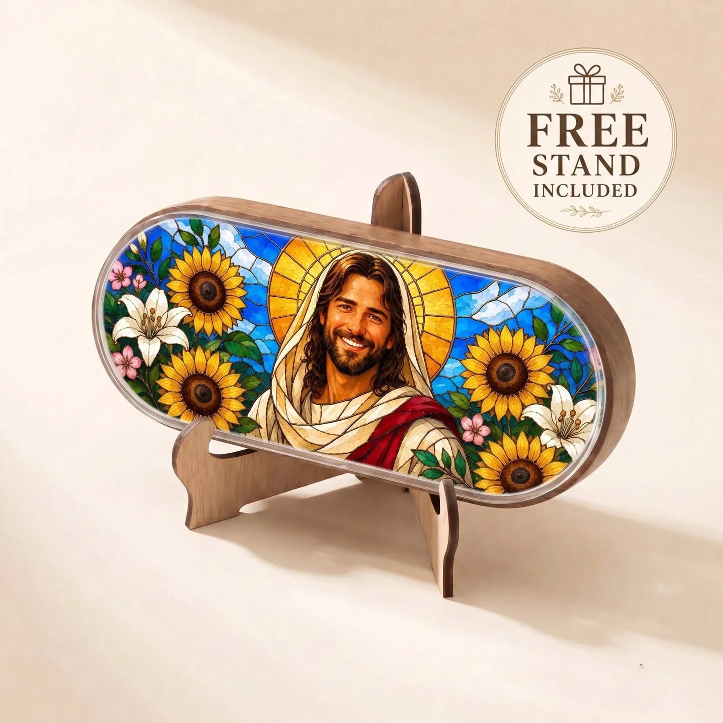 Jesus Sunflower Stained Glass Personalized Pill Case product image 4