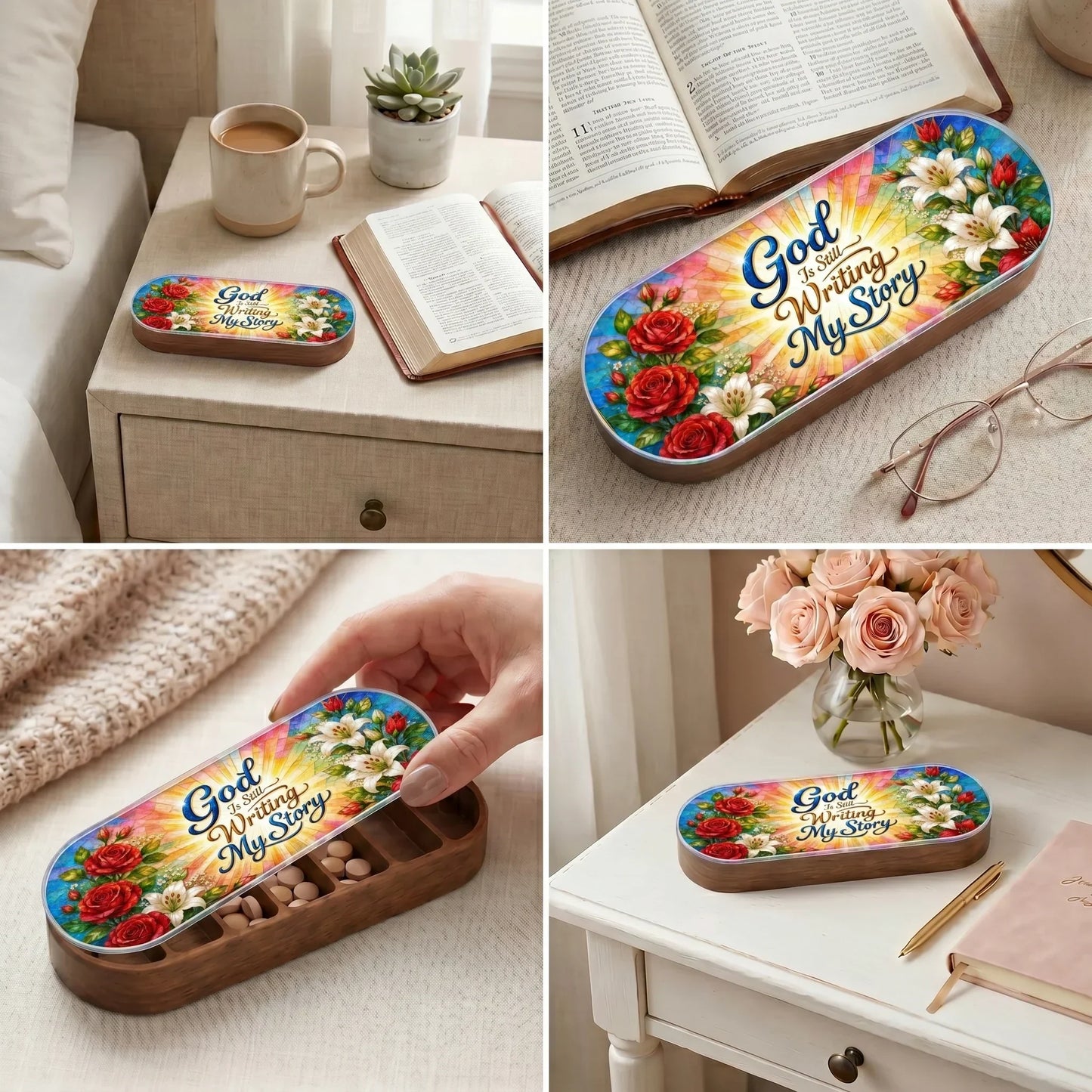 "God Is Still Writing My Story — Faith Reflection" Pill Case