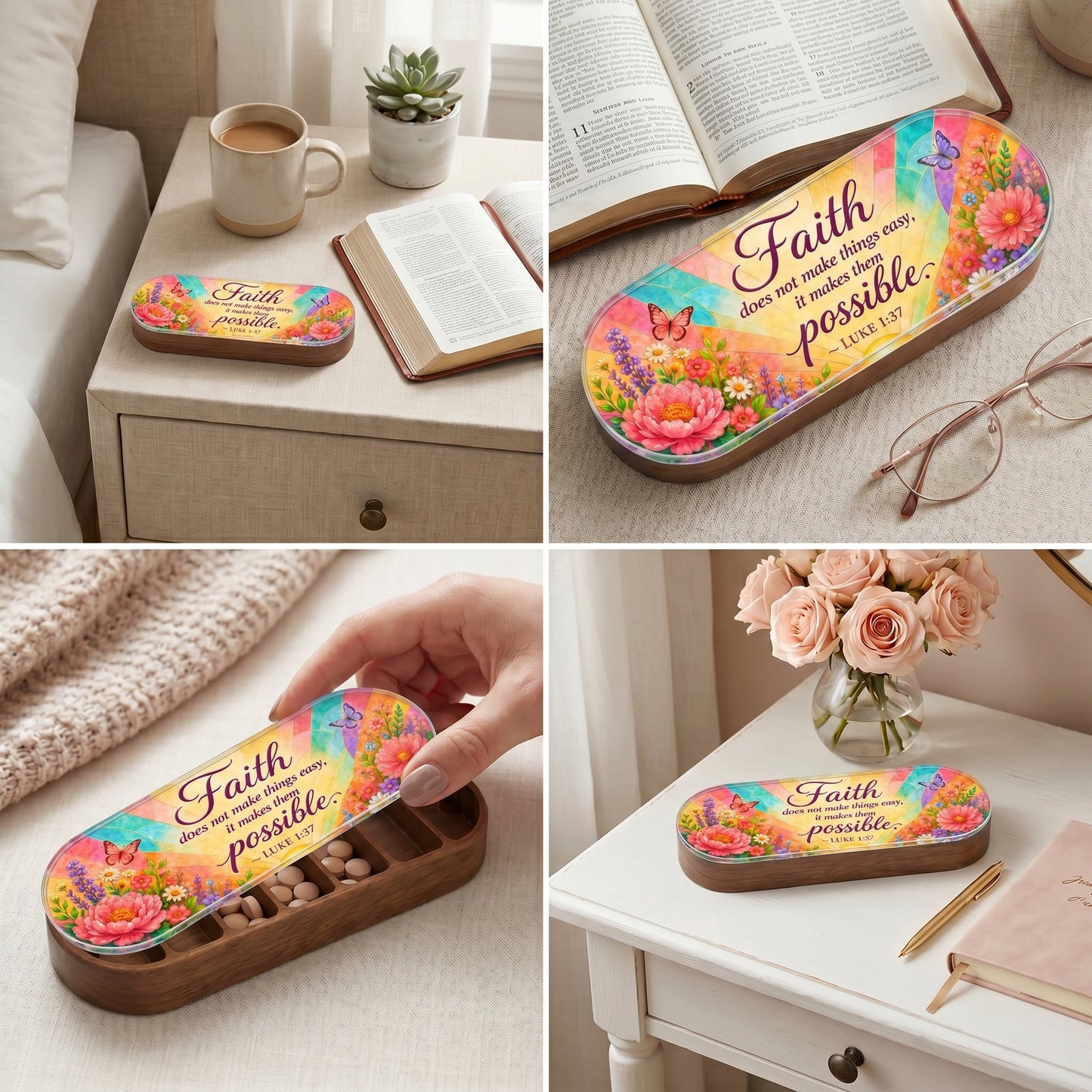 Faith Makes Things Possible - Luke 1:37 Pill Organizer