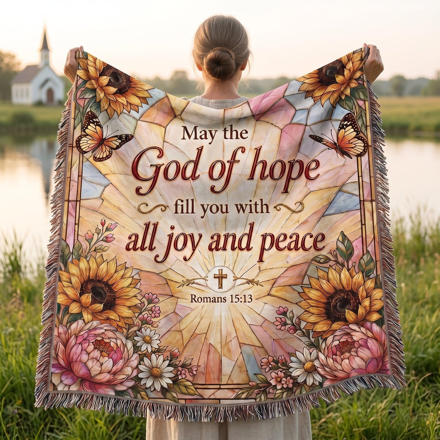 "God of Hope — Romans 15:13" Woven Blanket