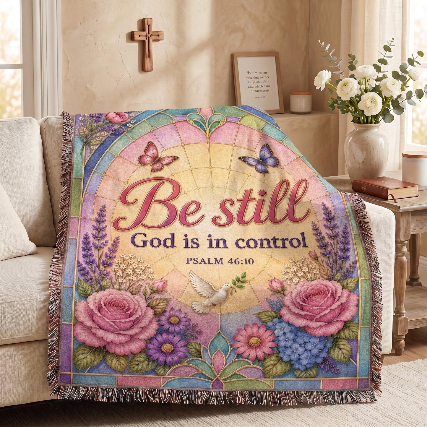 "Be Still God Is in Control — Psalm 46:10" Woven Blanket