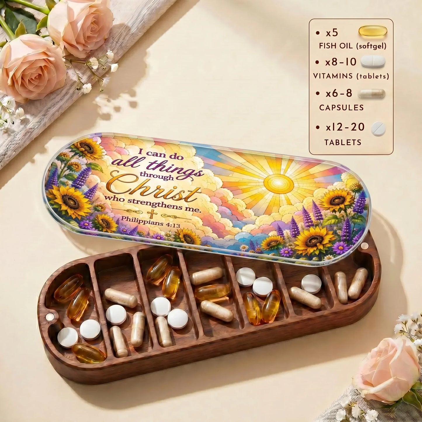 "I Can Do All Things Through Christ — Philippians 4:13" Pill Case