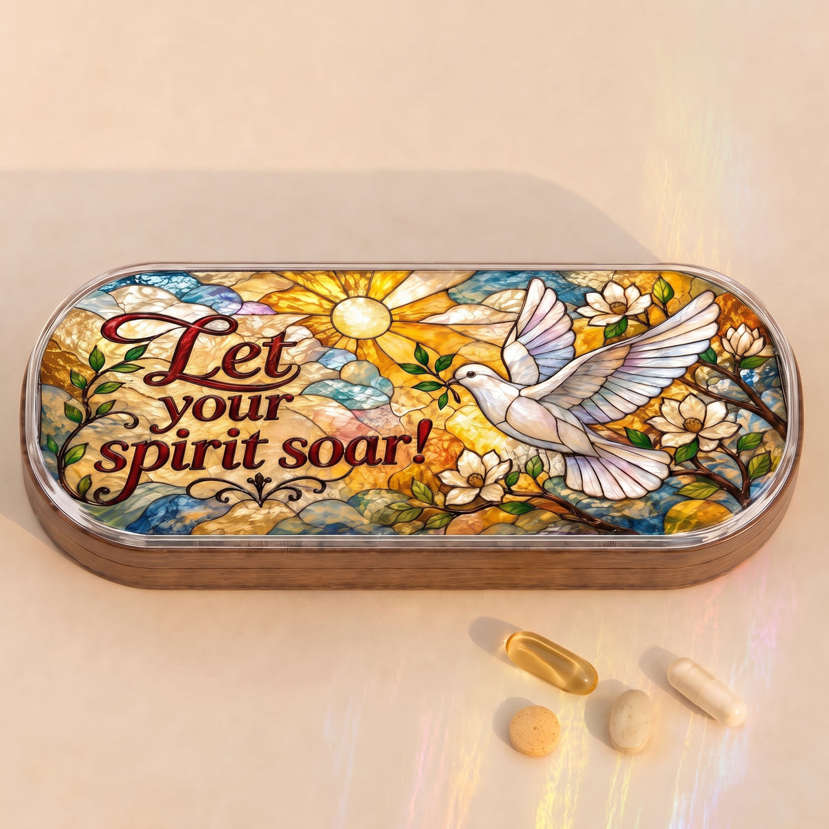 "Let Your Spirit Soar — Dove & Golden Sun" Pillcase