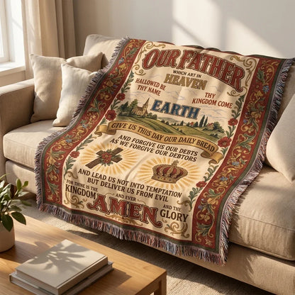 "Our Father — Lord’s Prayer Tapestry" Woven Blanket