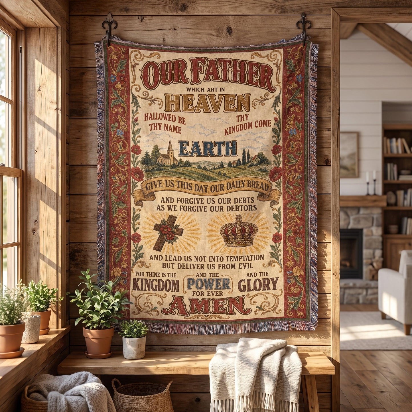 "Our Father — Lord’s Prayer Tapestry" Woven Blanket