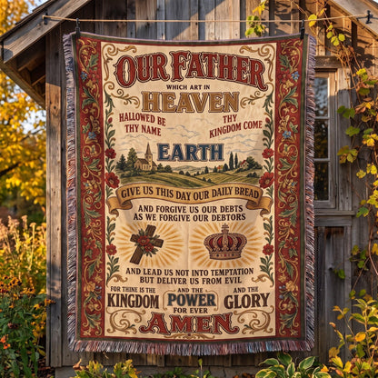 "Our Father — Lord’s Prayer Tapestry" Woven Blanket