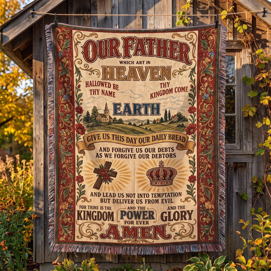 "Our Father — Lord’s Prayer Tapestry" Woven Blanket