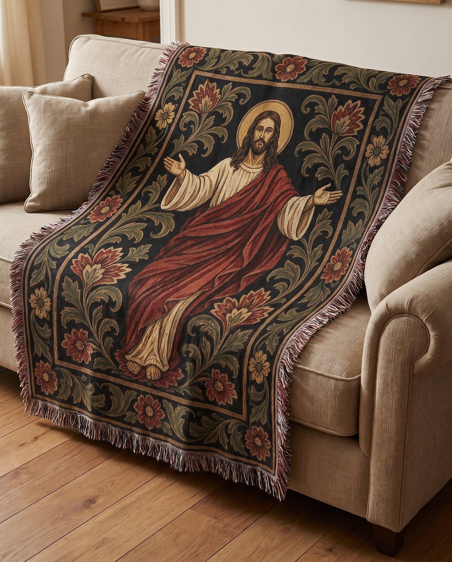 "Christ the King — Ornamental Icon" Woven Blanket