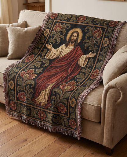 "Christ the King — Ornamental Icon" Woven Blanket