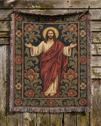 "Christ the King — Ornamental Icon" Woven Blanket