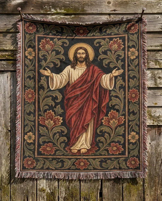 "Christ the King — Ornamental Icon" Woven Blanket