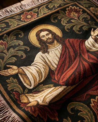 "Christ the King — Ornamental Icon" Woven Blanket