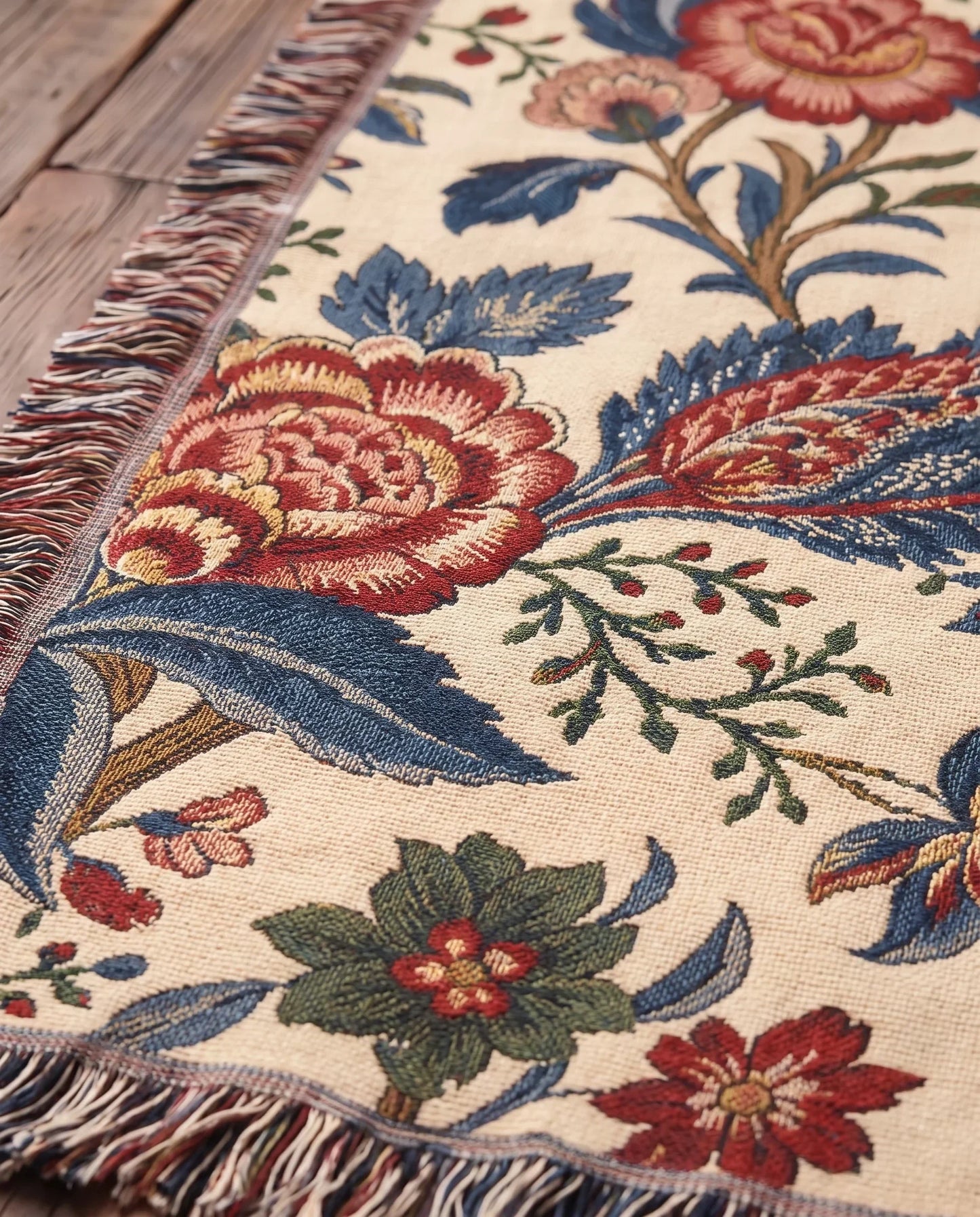 "Sacred Heart of Jesus — Floral Portrait" Woven Blanket