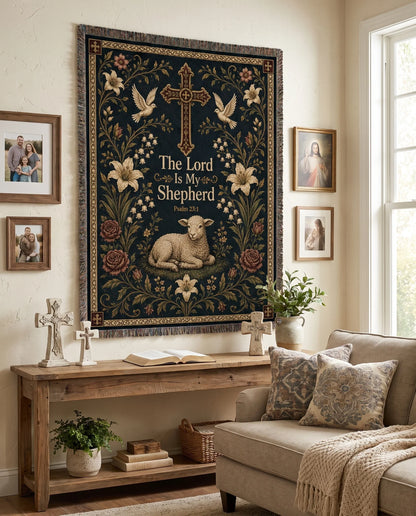"The Lord Is My Shepherd — Psalm 23:1" Woven Blanket