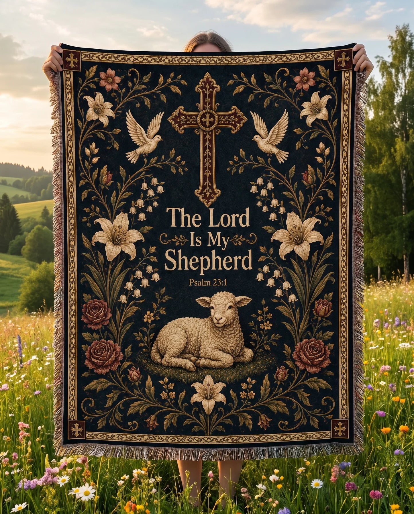 "The Lord Is My Shepherd — Psalm 23:1" Woven Blanket