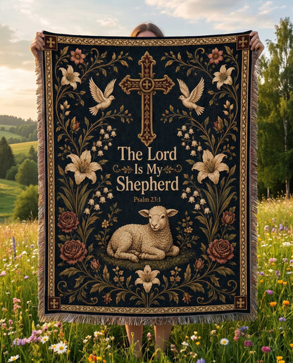 "The Lord Is My Shepherd — Psalm 23:1" Woven Blanket