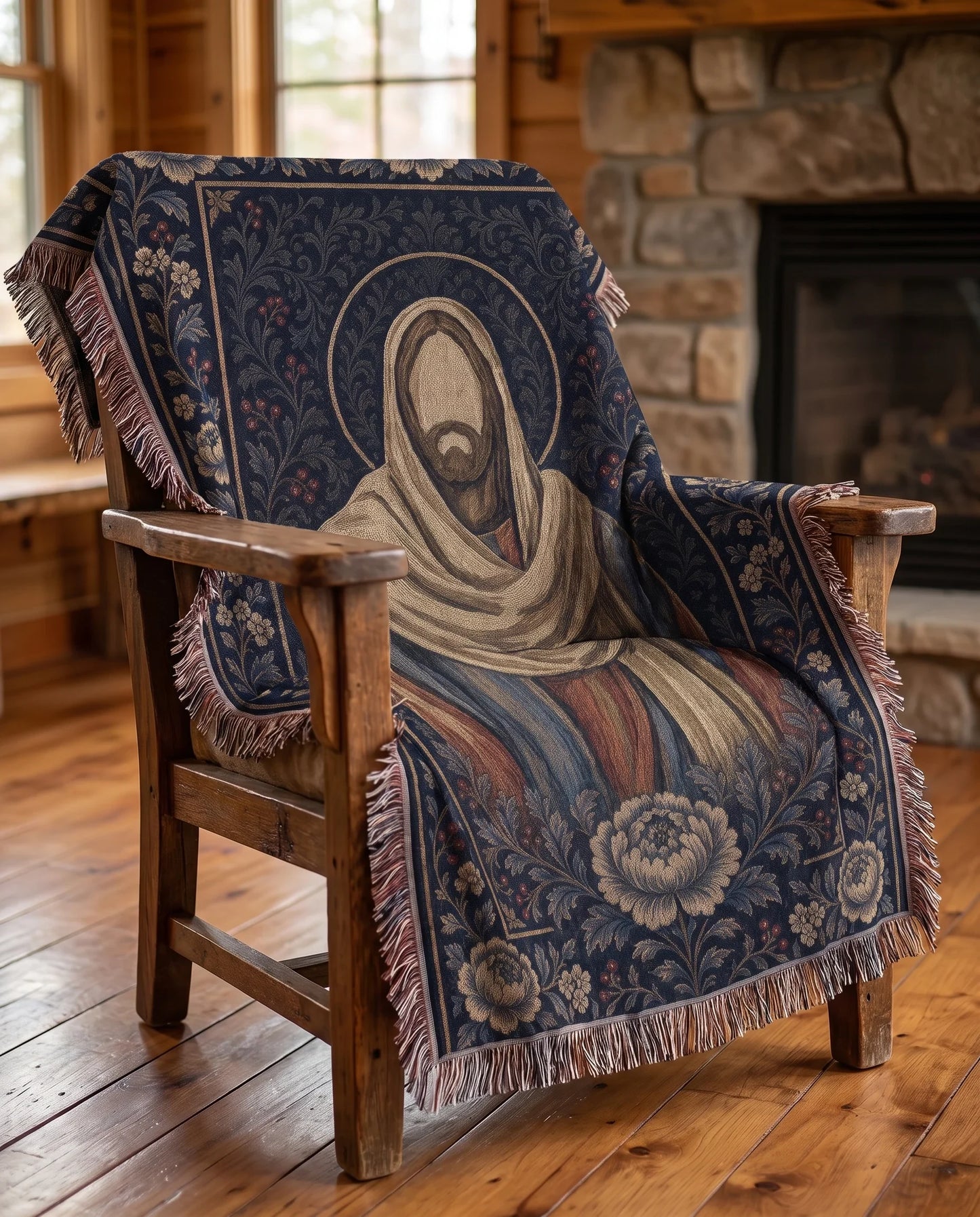 "Christ Icon — Sacred" Woven Blanket