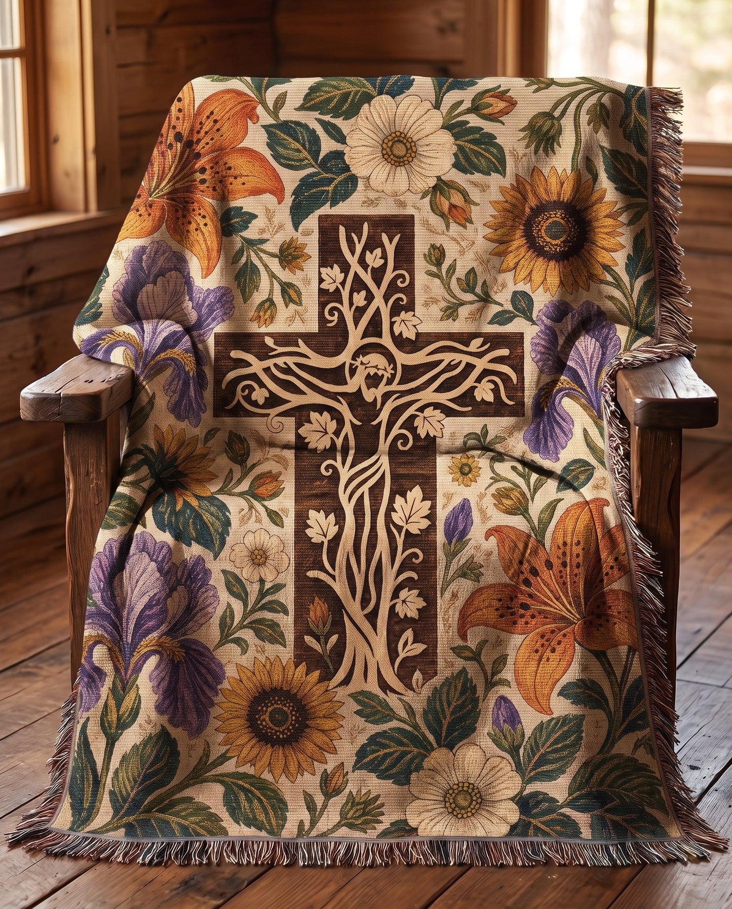 "Tree of Calvary — Garden Bloom" Woven Blanket