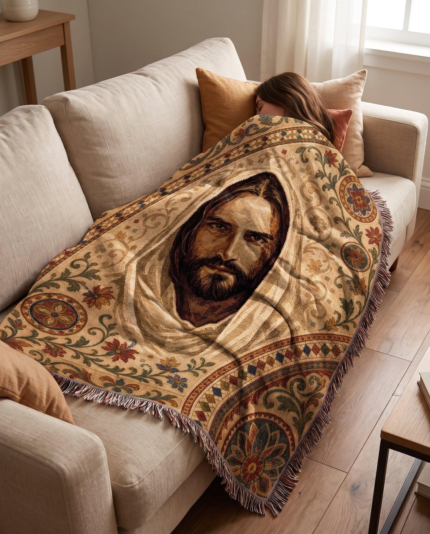 "Christ in the Garden — Sacred Icon" Woven Blanket