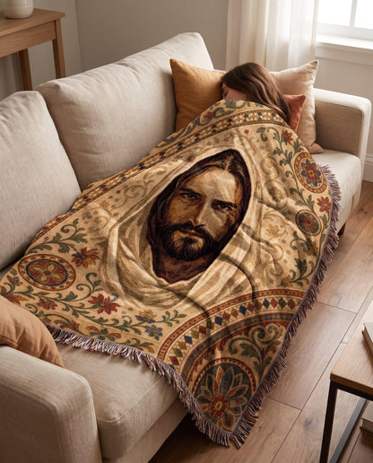 "Christ in the Garden — Sacred Icon" Woven Blanket