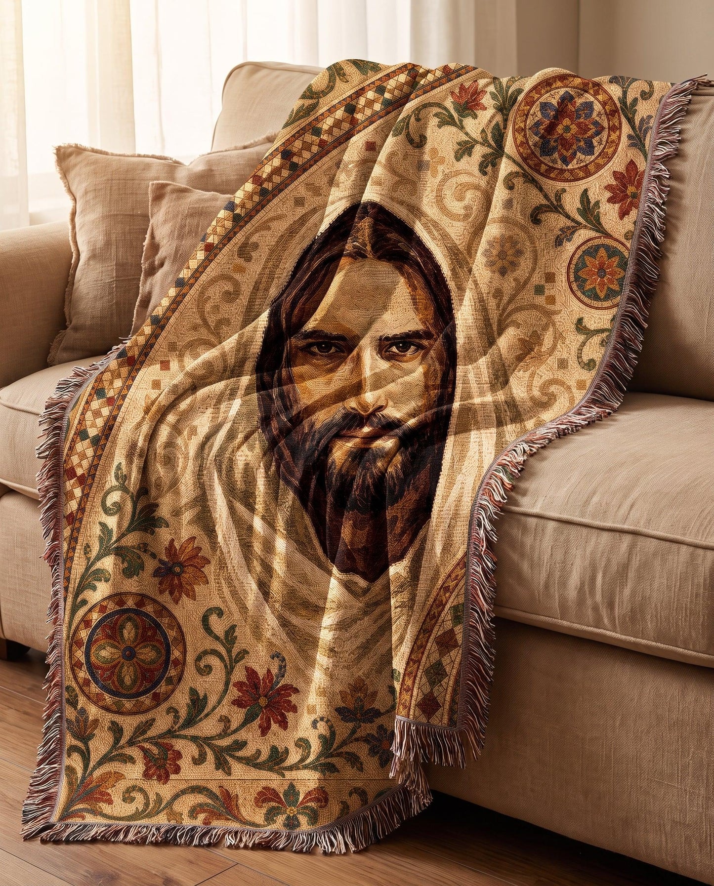 "Christ in the Garden — Sacred Icon" Woven Blanket
