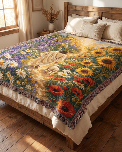 "Beside Still Waters — Jesus and the Lamb" Woven Blanket