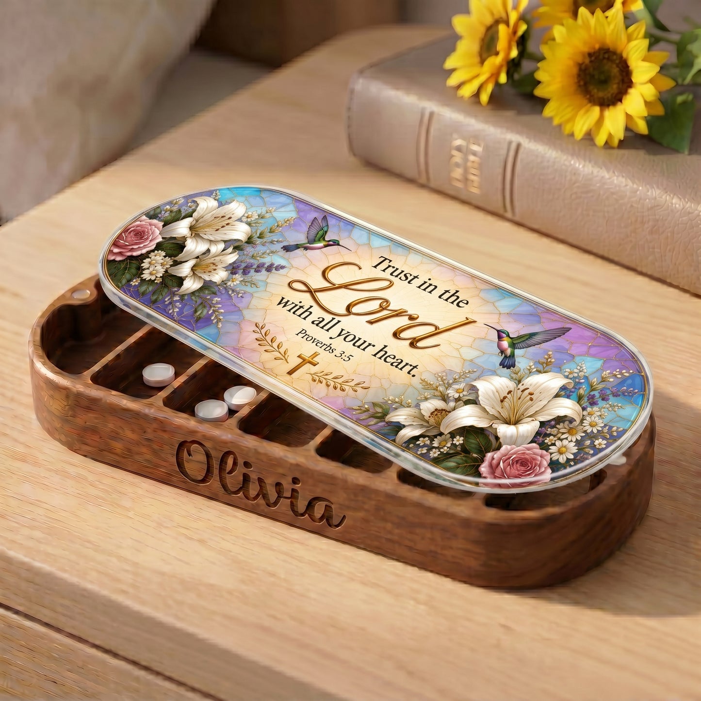 Trust in the Lord With All Your Heart - Proverbs 3:5 Pill Organizer