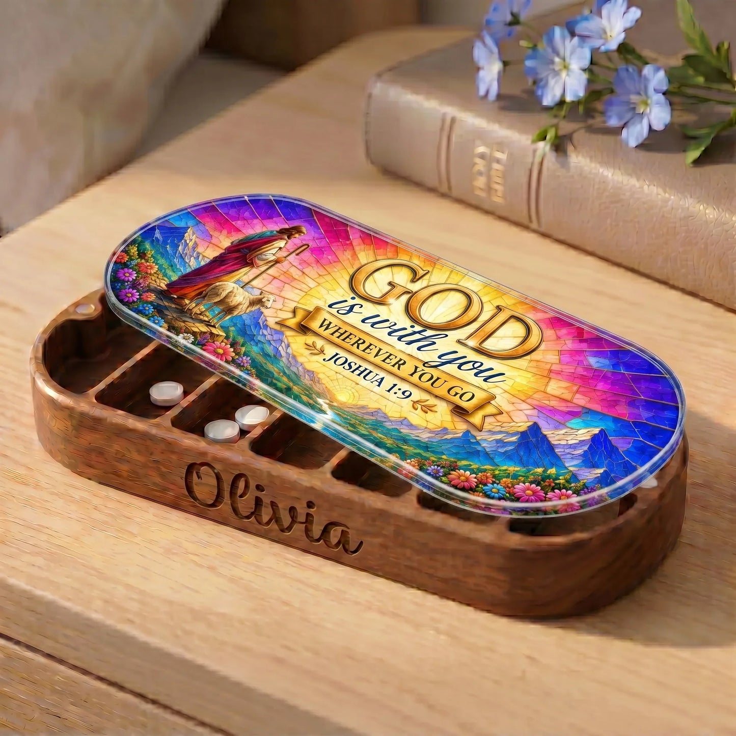 God Is With You - Joshua 1:9 Pill Organizer