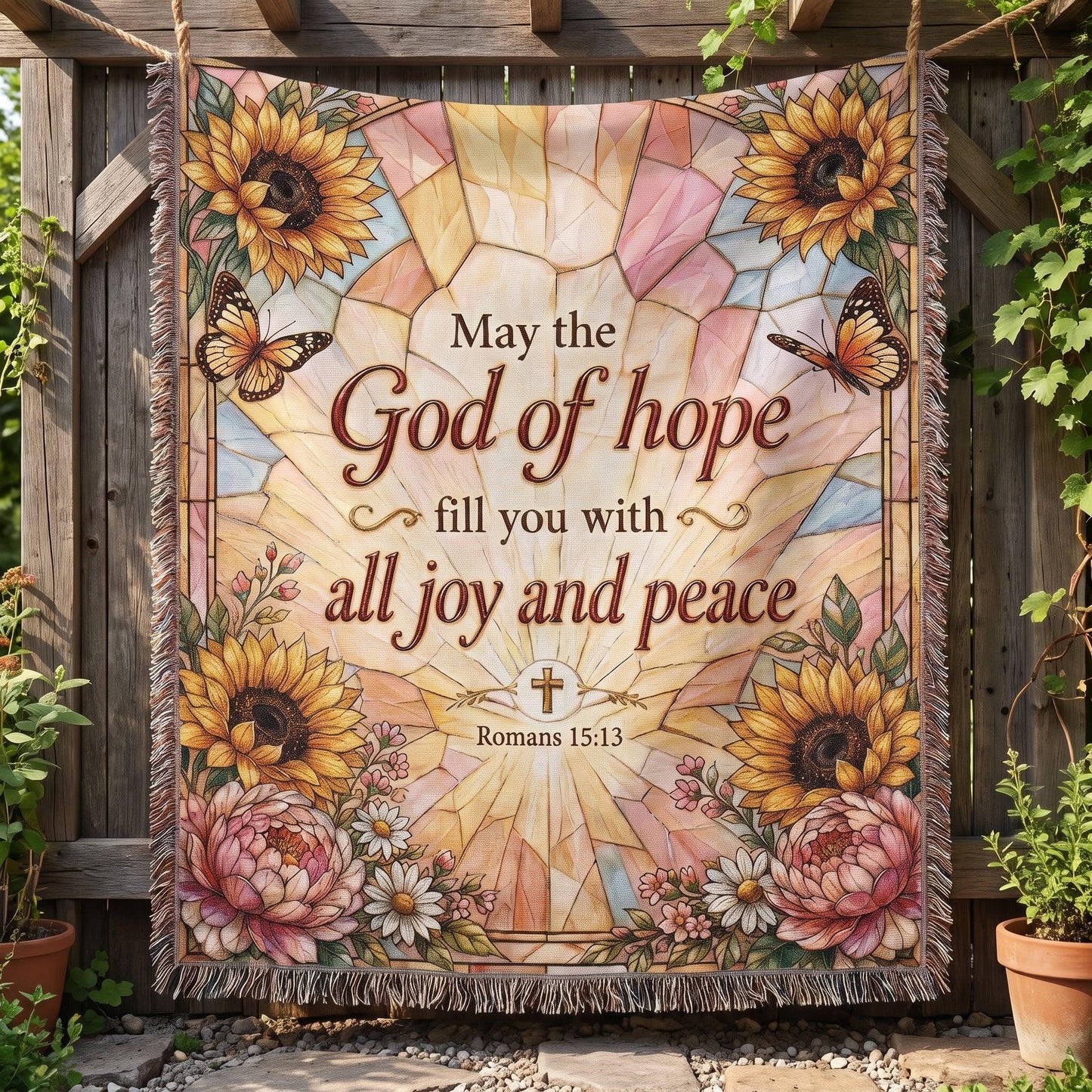 "God of Hope — Romans 15:13" Woven Blanket