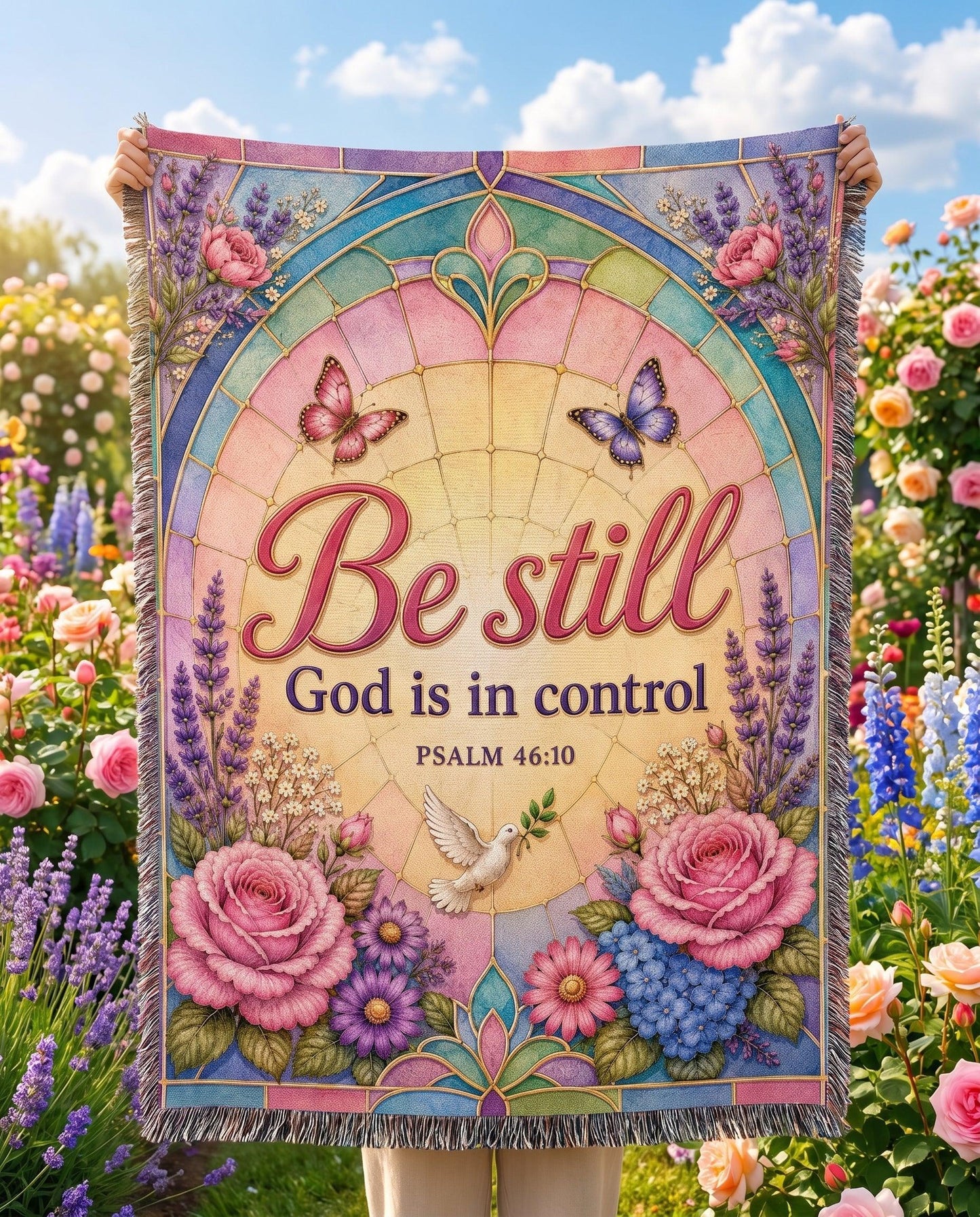 "Be Still God Is in Control — Psalm 46:10" Woven Blanket