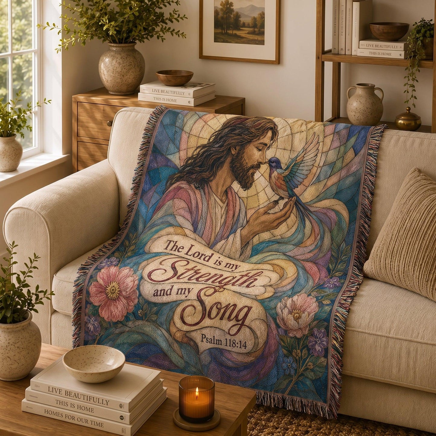 "The Lord Is My Strength and My Song — Psalm 118:14" Woven Blanket