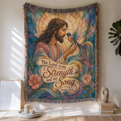 "The Lord Is My Strength and My Song — Psalm 118:14" Woven Blanket