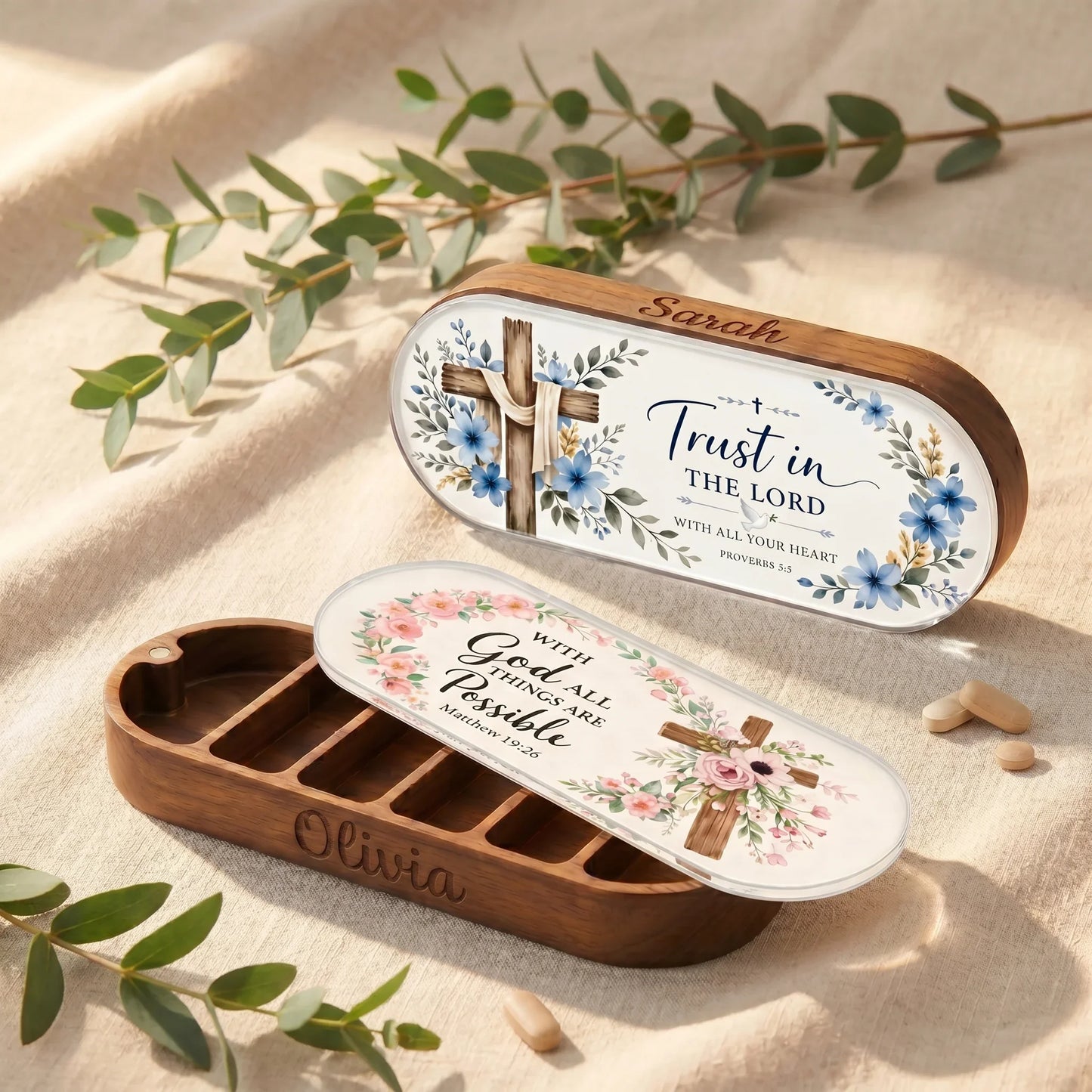 All Things Possible & Trust in the Lord AM/PM Pill Organizer Set