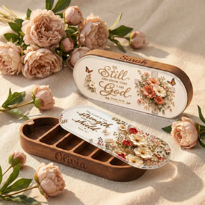 Strength & Shield & Be Still AM/PM Pill Organizer Set