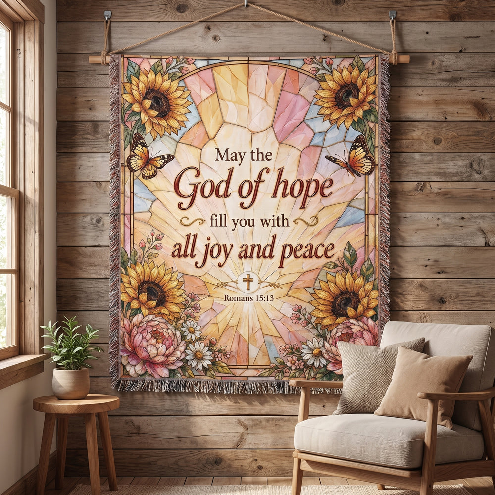 Woven blanket displayed as wall tapestry