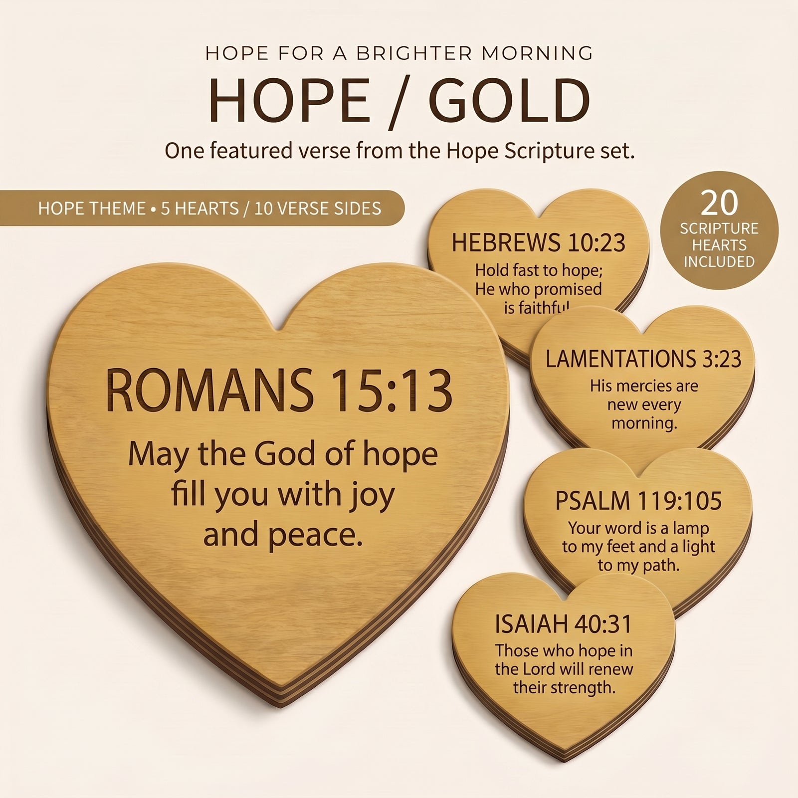 Jesus Heart Decor Set with Hope gold heart