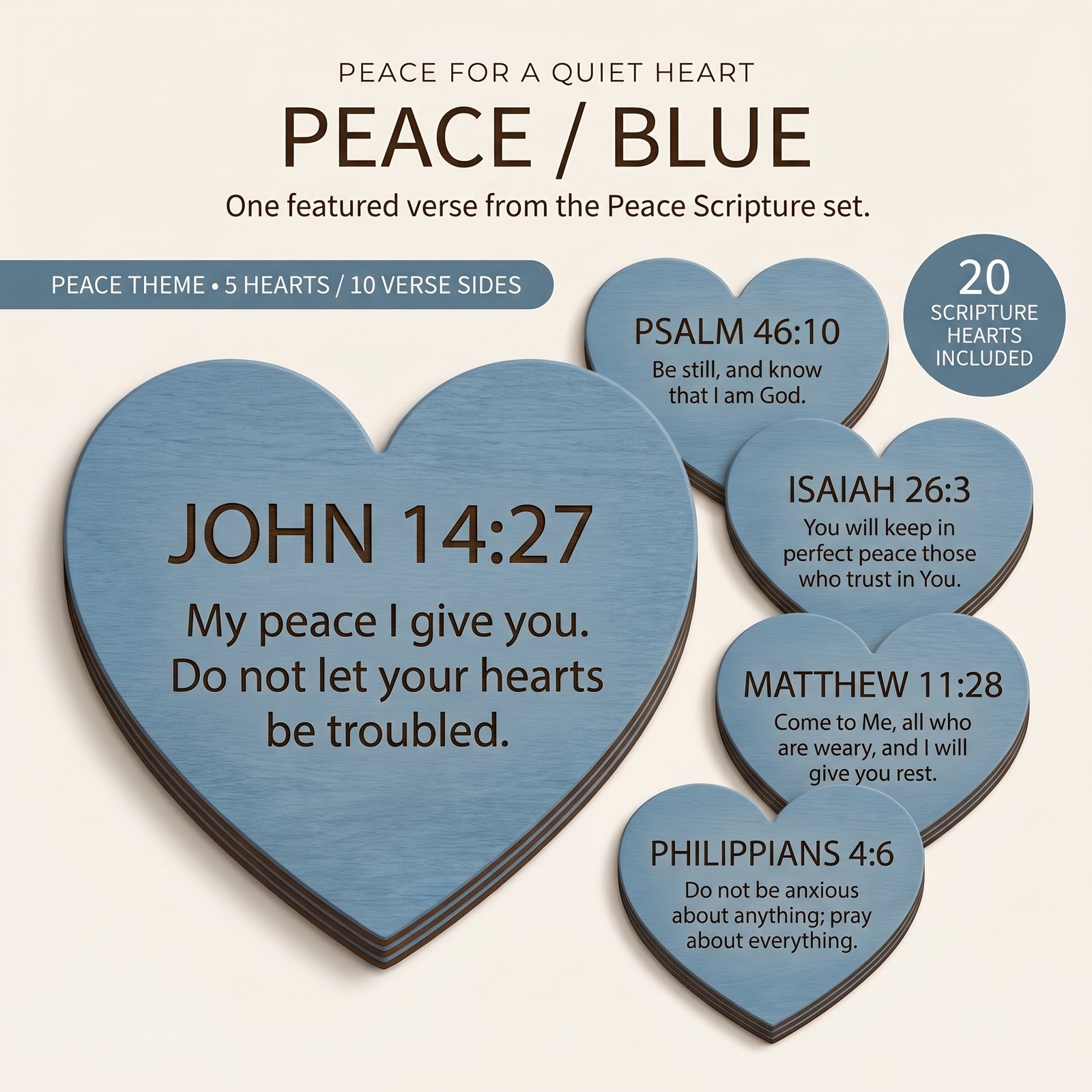 Jesus Heart Decor Set with Peace blue heart