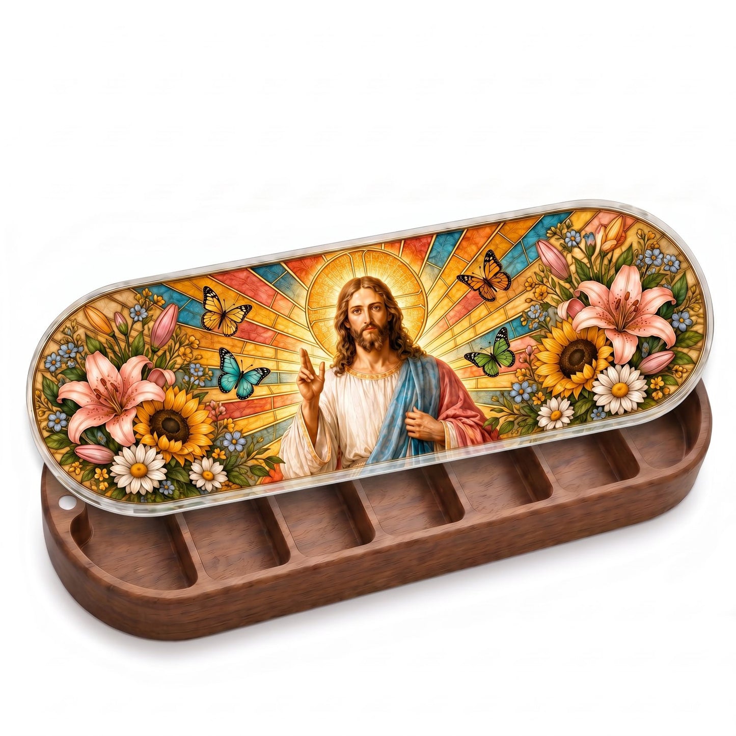 Blessing Jesus Butterfly Garden Personalized Pill Case product image 2