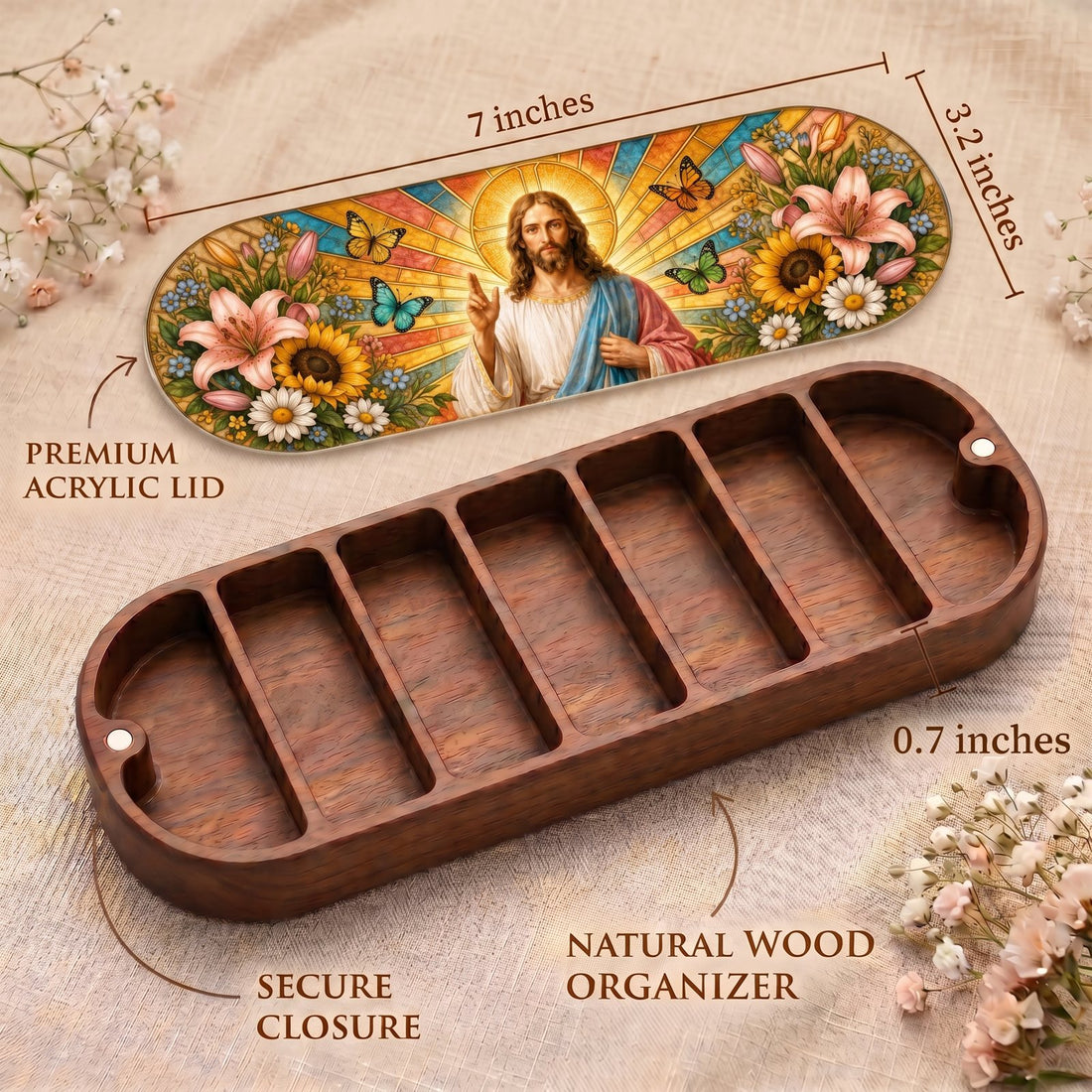 Blessing Jesus Butterfly Garden Personalized Pill Case product image 3