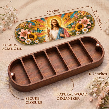 Blessing Jesus Butterfly Garden Personalized Pill Case product image 3